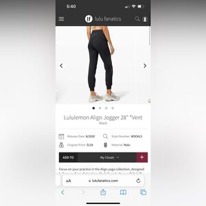 Lululemon align joggers *vent 28”